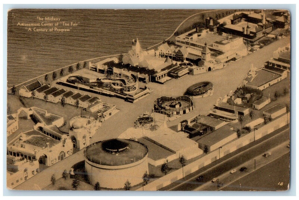 1933 Midway Amusement Center Tne Fair Century Progress Chicago Illinois Postcard
