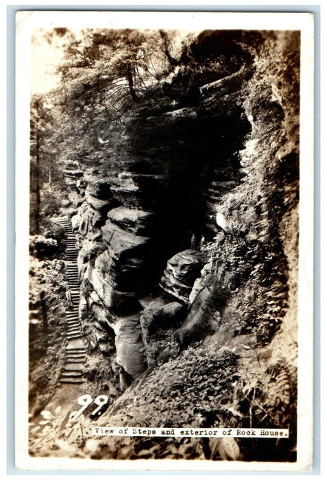 1946 View Of Steps And Exterior Of Rook House Logan Ohio OH RPPC Photo Postcard