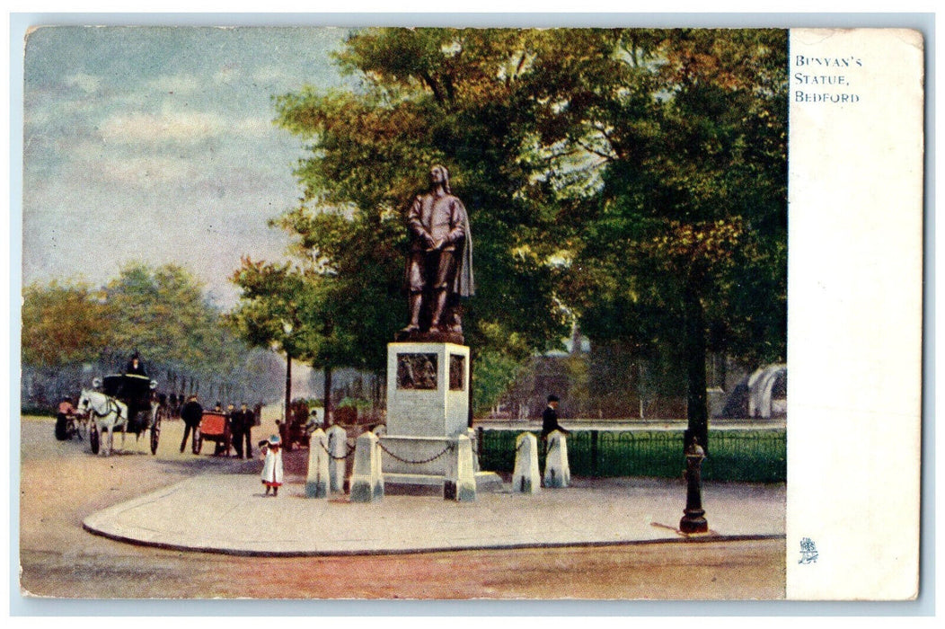 1905 Bunyan's Statue Bedford England Antique Posted Oilette Tuck Art Postcard