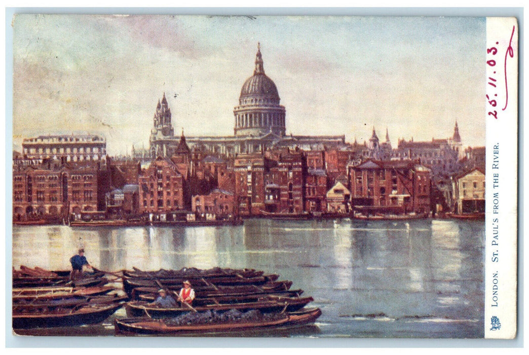 1903 St. Paul's From The River London England Antique Posted Tuck Art Postcard