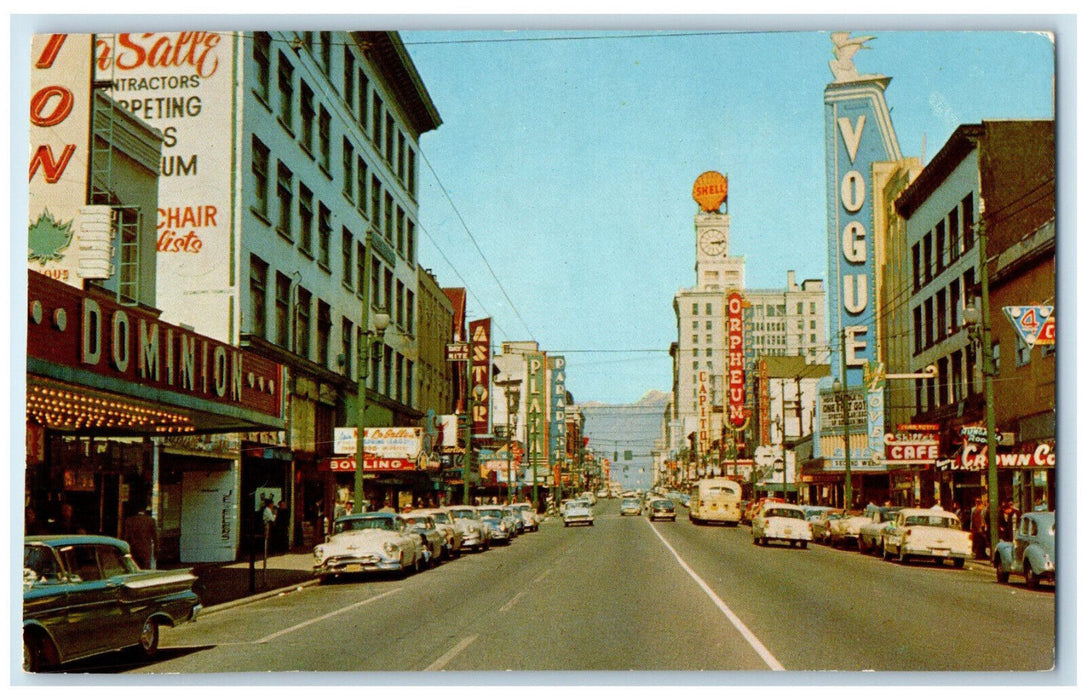 c1940's Theatre Cafe Bowling Granville Main Street Vancouver BC Canada Postcard