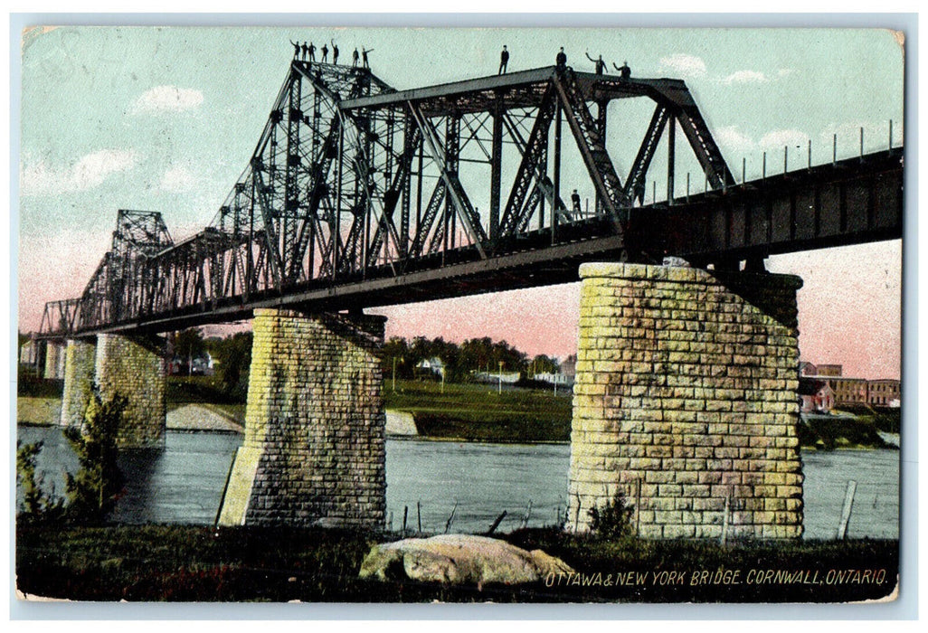 1909 Ottawa & New York Bridge Cornwall Ontario Canada Antique Postcard