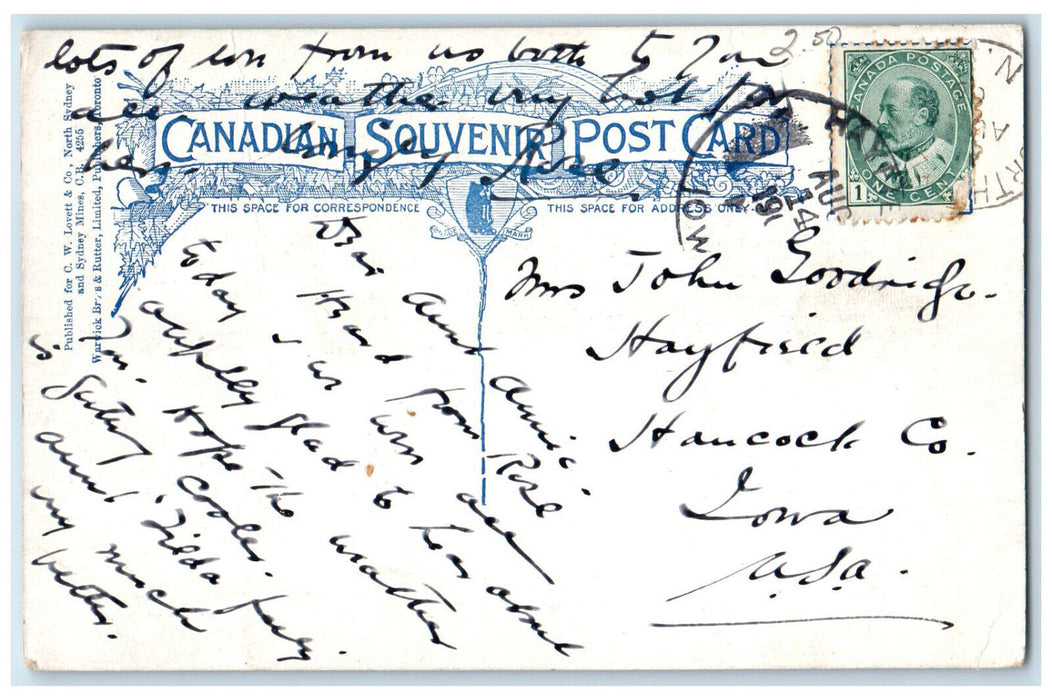 c1910 Canoeing on Meloney's Creek North Sydney Cape Breton NS Canada Postcard