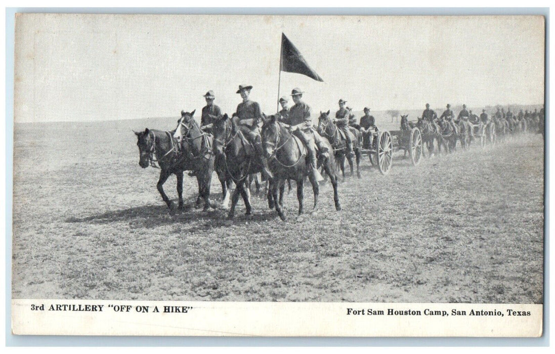 c1910 Artillery Off Hike Fort Sam Houston Camp Horse San Antonio Texas Postcard