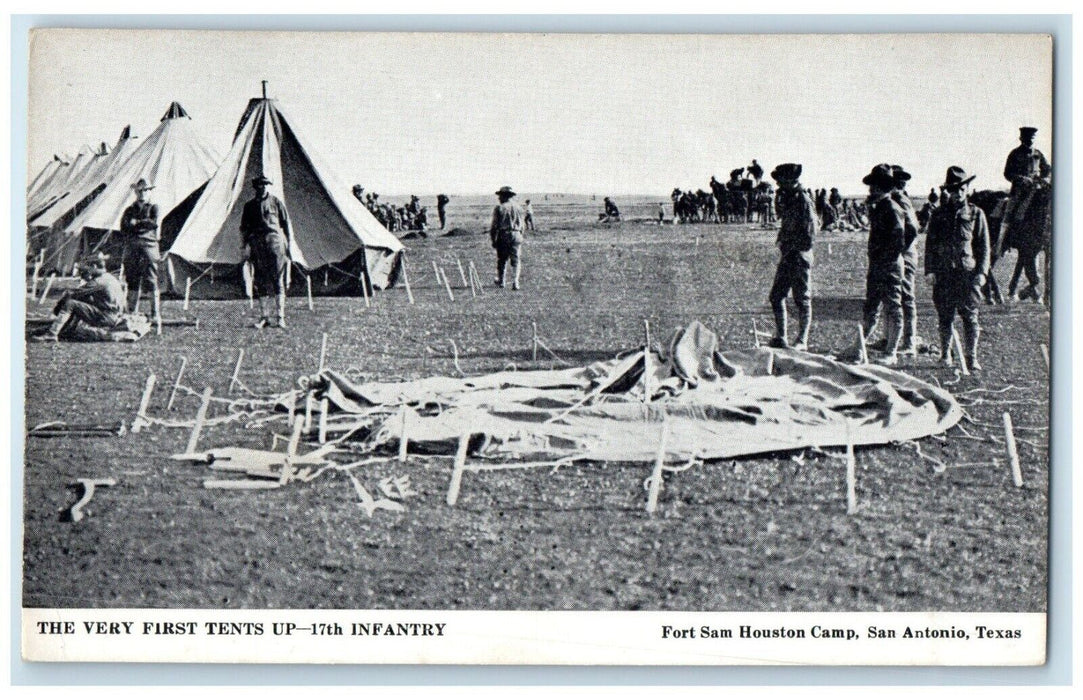 c1910 First Tents Up Infantry Fort Sam Houston Camp San Antonio Texas Postcard