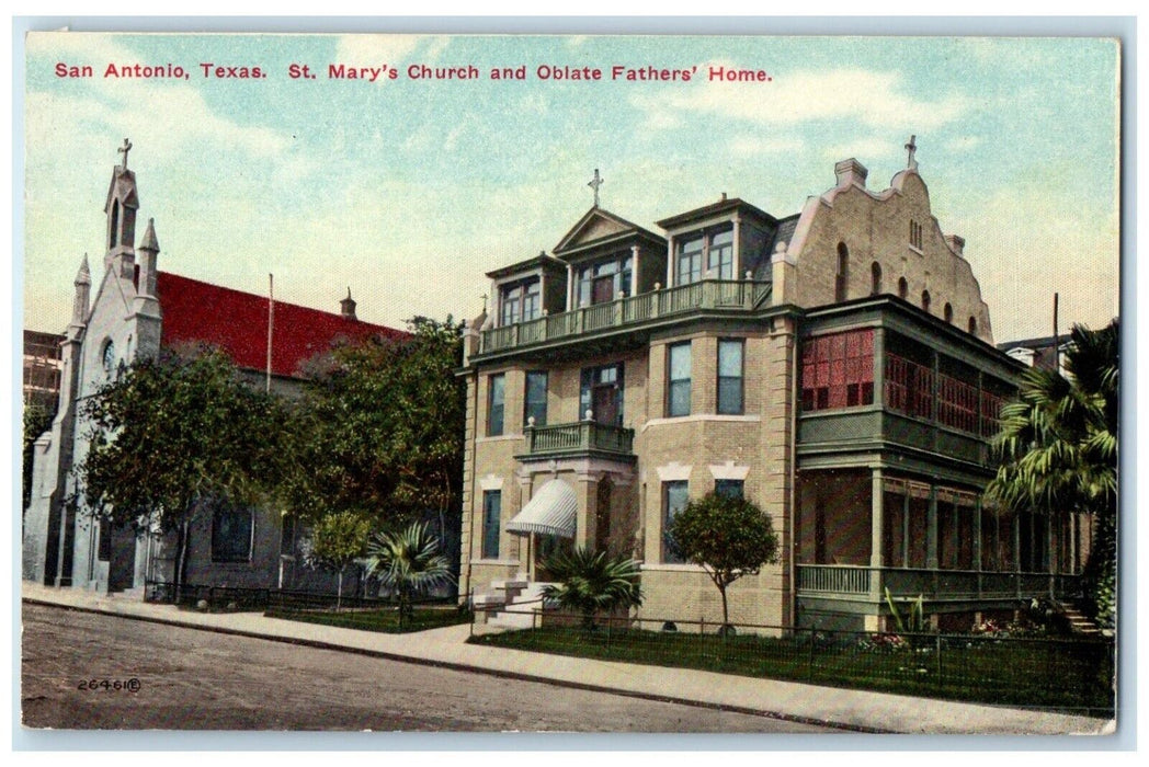c1910 St. Mary's Church Oblate Fathers Home Exterior San Antonio Texas Postcard
