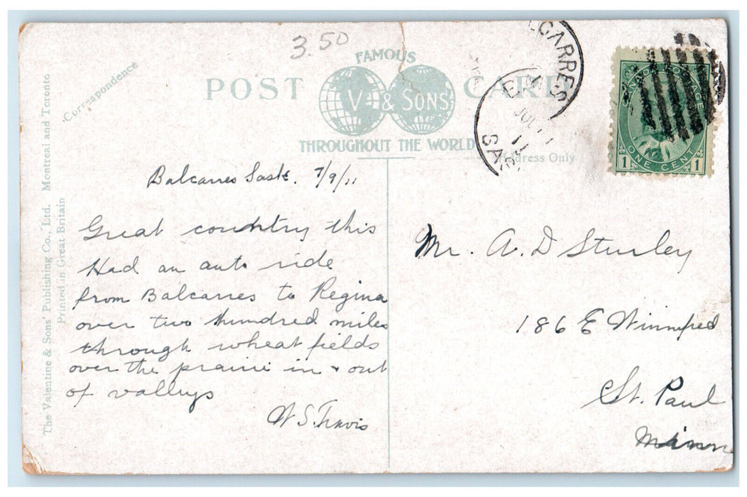 1911 C.P.R. Yards Railway Winnipeg Manitoba Canada Posted Antique Postcard