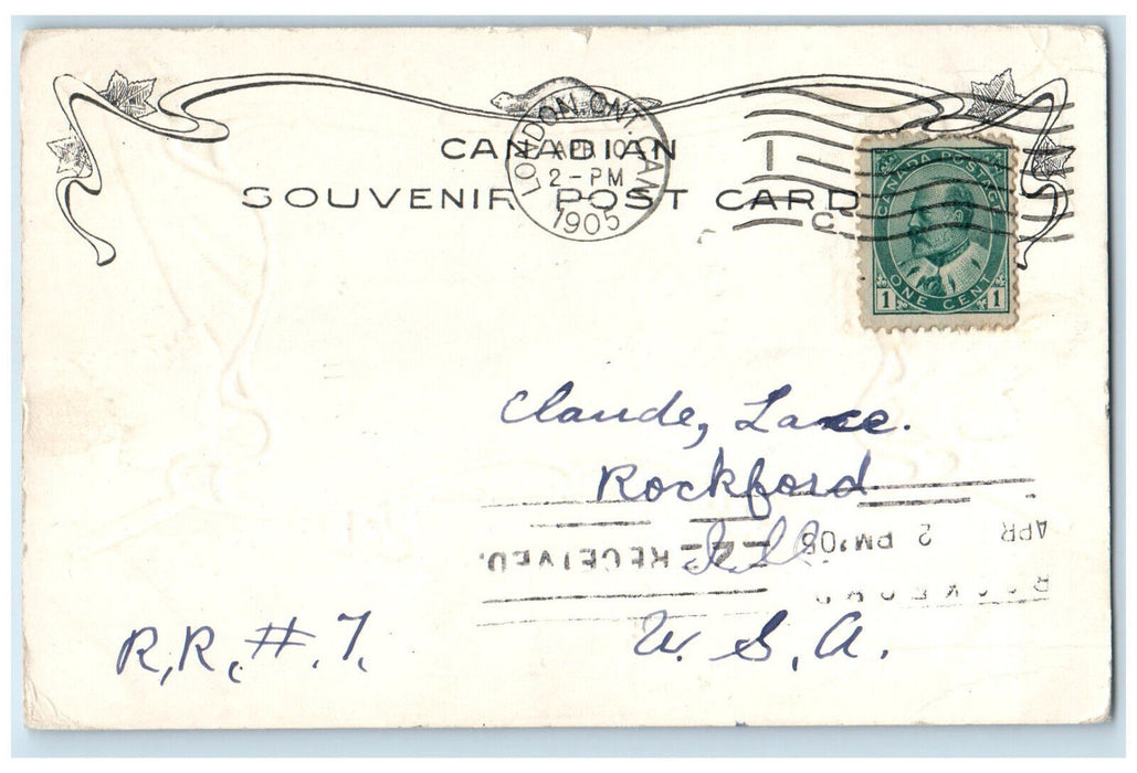 1905 Victoria Hospital London Canada Posted Antique Flag Glitters Postcard