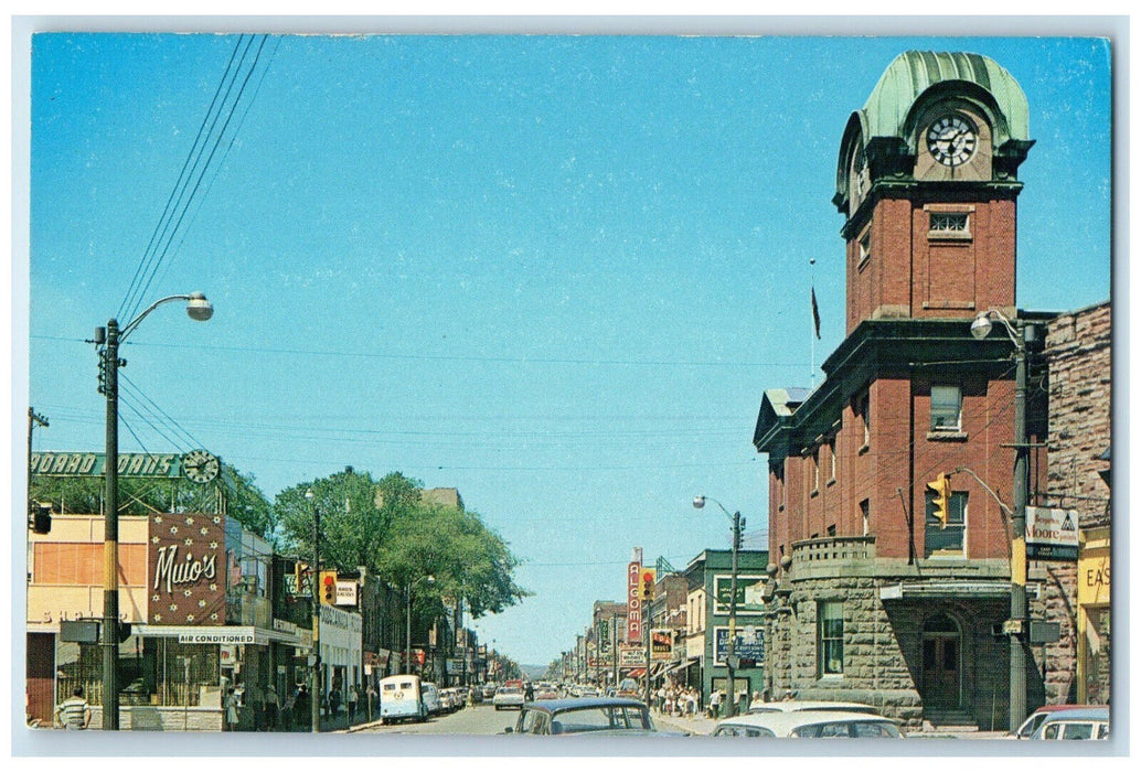 c1960's Queen Street Sault Ste Marie Ontario Canada Vintage Postcard