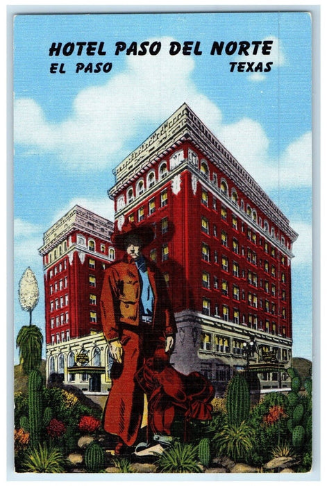 c1940 Hotel Paso Del Norte Historic Ground Rio Grande El Paso Texas TX Postcard