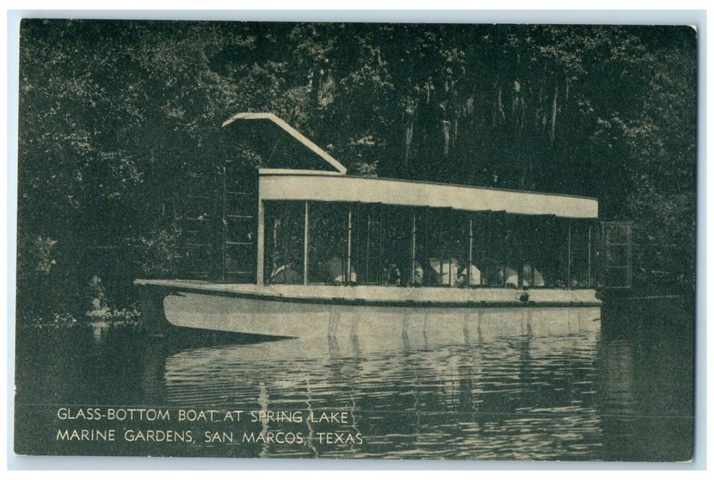 c1940 Glass-Bottom Boat Spring Lake Marine Gardens San Marcos Texas TX Postcard