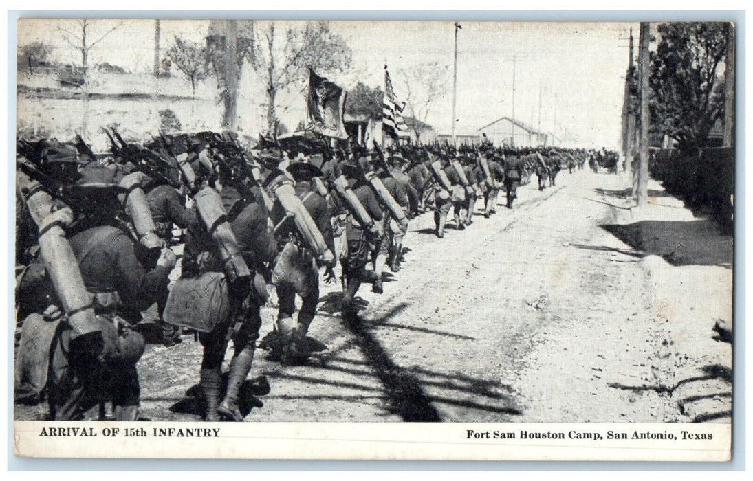 c1910 Arrival 15th Infantry Fort Sam Houston Soldier San Antonio Texas Postcard