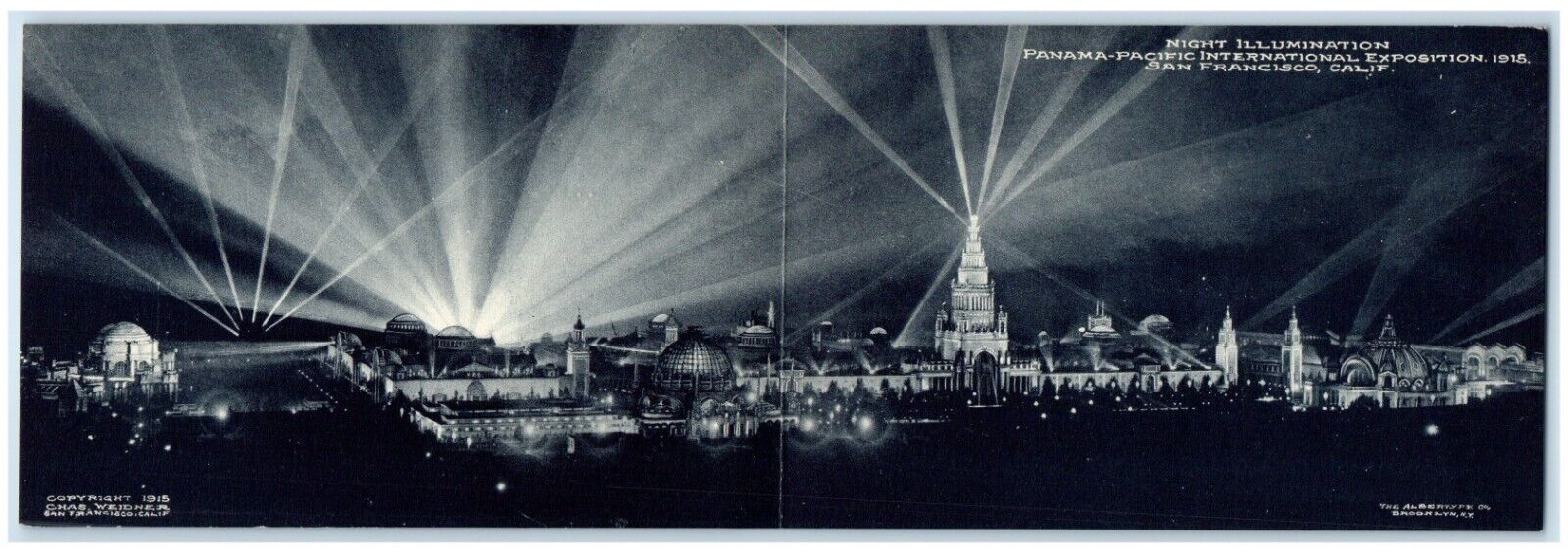 Night Illumination Panama Pacific Exposition San Francisco California Postcard