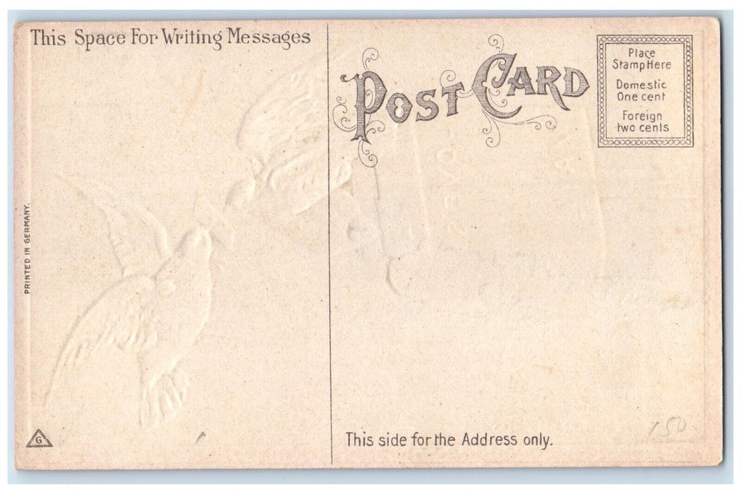 c1910's Valentine Greetings Dove With Letters Love's Mail Embossed Postcard