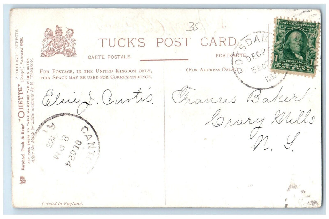 1905 Christmas Santa Claus And Family Embossed Oilette Tuck's Antique Postcard
