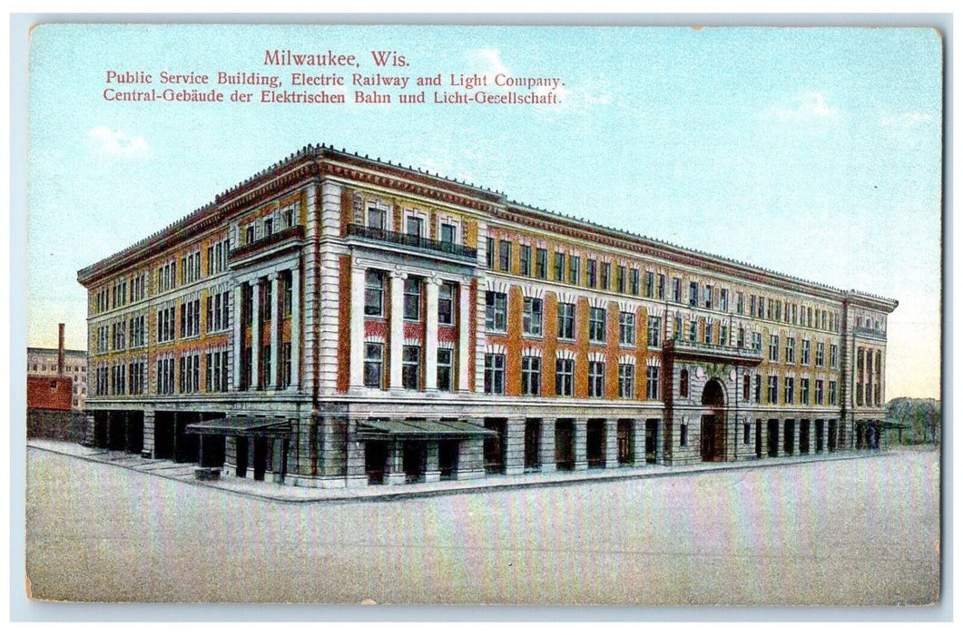 Public Service Electric Railway Light Company Milwaukee Wisconsin WI Postcard