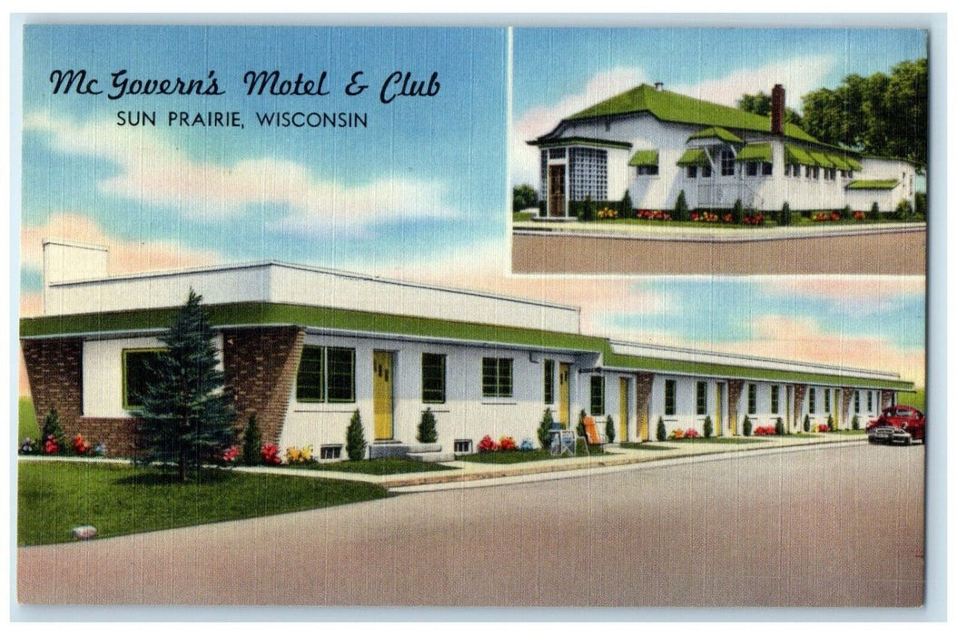c1950's Mc Govern's Motel & Club Sun Prairie Wisconsin WI Dual View Postcard