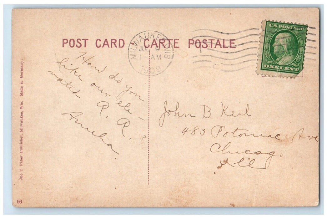 1909 Street Car Bridge Waukesha Interurban Line Milwaukee Wisconsin WI Postcard