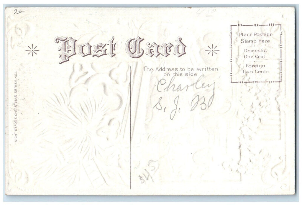 c1910's Christmas Greetings Boys Choir Embossed Nash Posted Antique Postcard