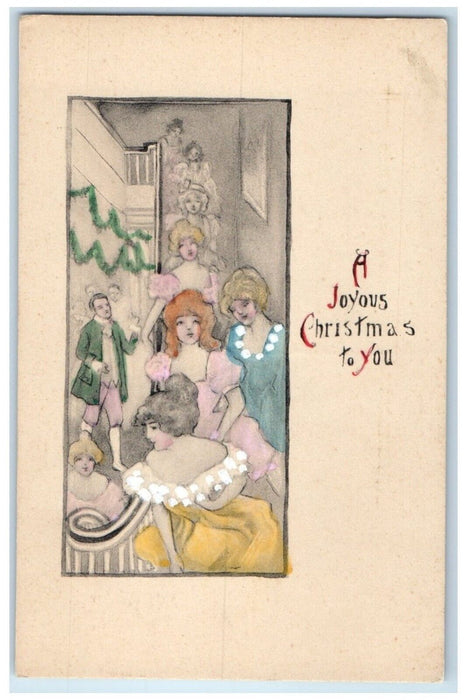 c1910's Joyous Christmas Pretty Women Unposted Antique Postcard