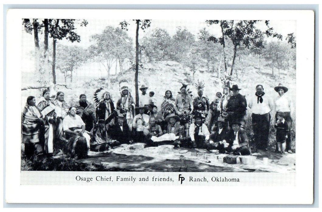 c1950's Osage Chief Family Frank Philips Ranch Woolaroc Oklahoma OK Postcard