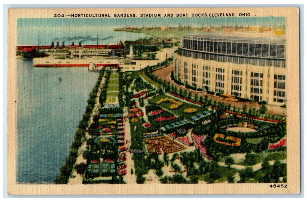 1940 Horticultural Gardens Stadium Boat Docks Exterior Cleveland Ohio Postcard