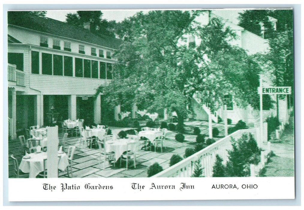 c1940 Patio Gardens Aurora Inn Restaurant Exterior Building Aurora Ohio Postcard