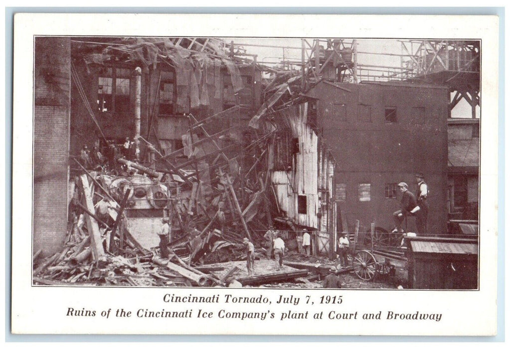 1915 Ruins Cincinnati Ice Company's Plant Court Cincinnati Ohio Vintage Postcard