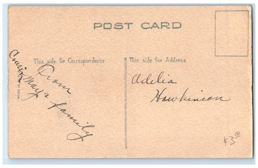 c1910's Christmas Greetings Little Girl Bonnet Posted Antique Postcard