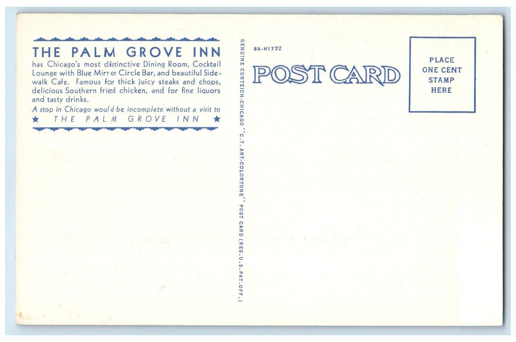 c1940 Multi-View Palm Grove Inn Restaurant Chicago Illinois IL Unposted Postcard