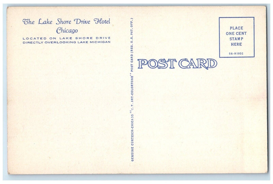 c1940 Bird's Eye View Lake Shore Drive Hotel Chicago Illinois Unposted Postcard