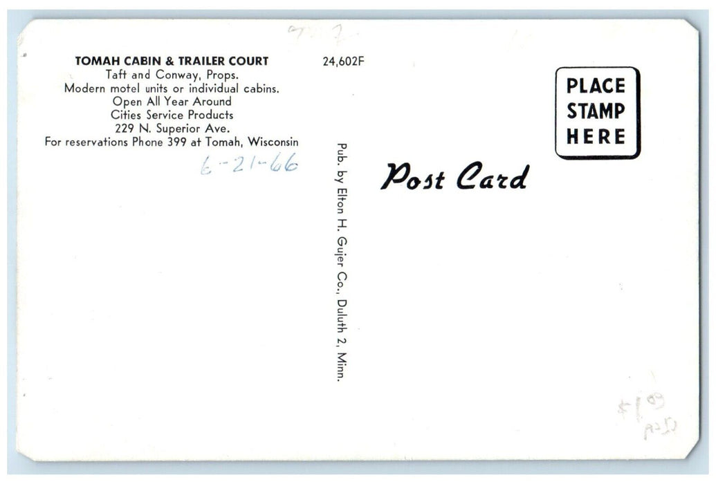 1966 Trailer Court Motel Roadside Tomah Wisconsin WI Unposted Vintage Postcard