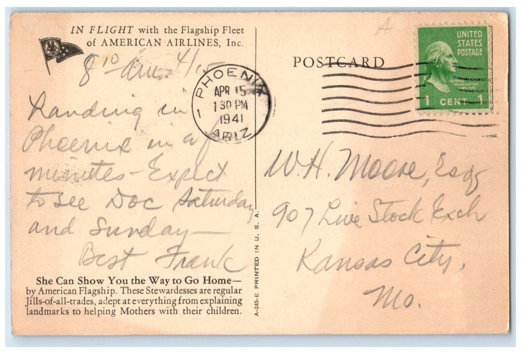 1941 She Can Show You The Way To Go Home American Flagship Arizona AZ Postcard