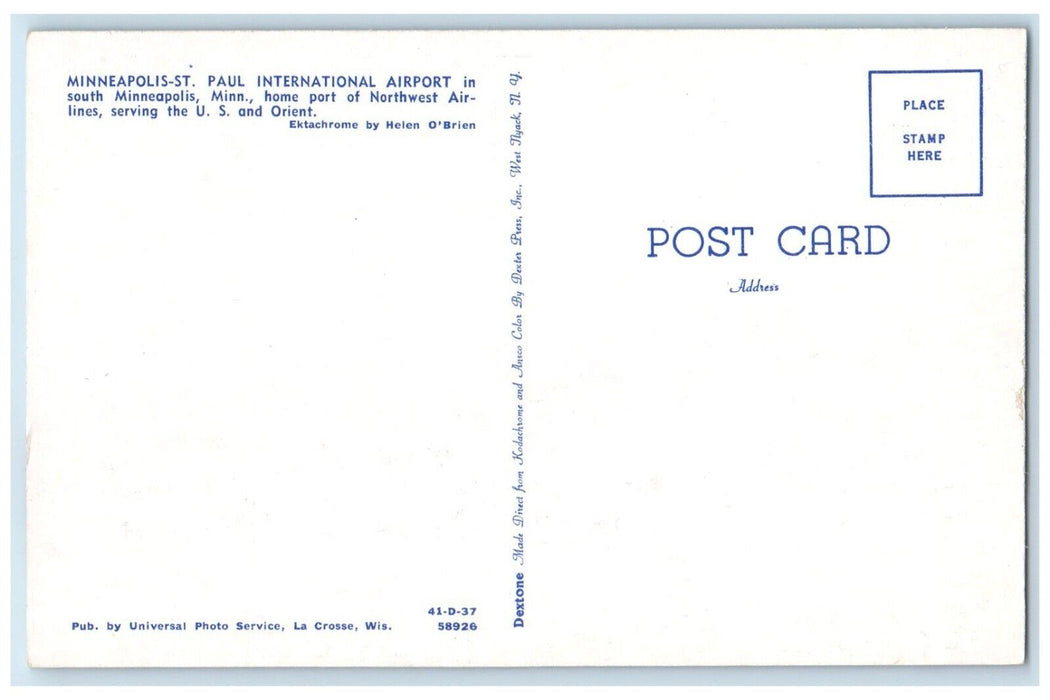 1960 Minneapolis St Paul International Airport Minneapolis Minnesota MN Postcard