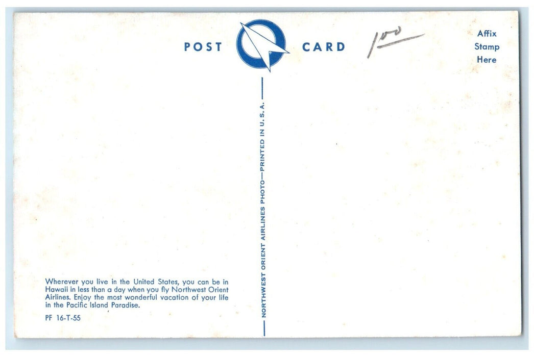 1960 Hawaii Land Sunshine Flowers Northwest Orient Airlines Advertising Postcard