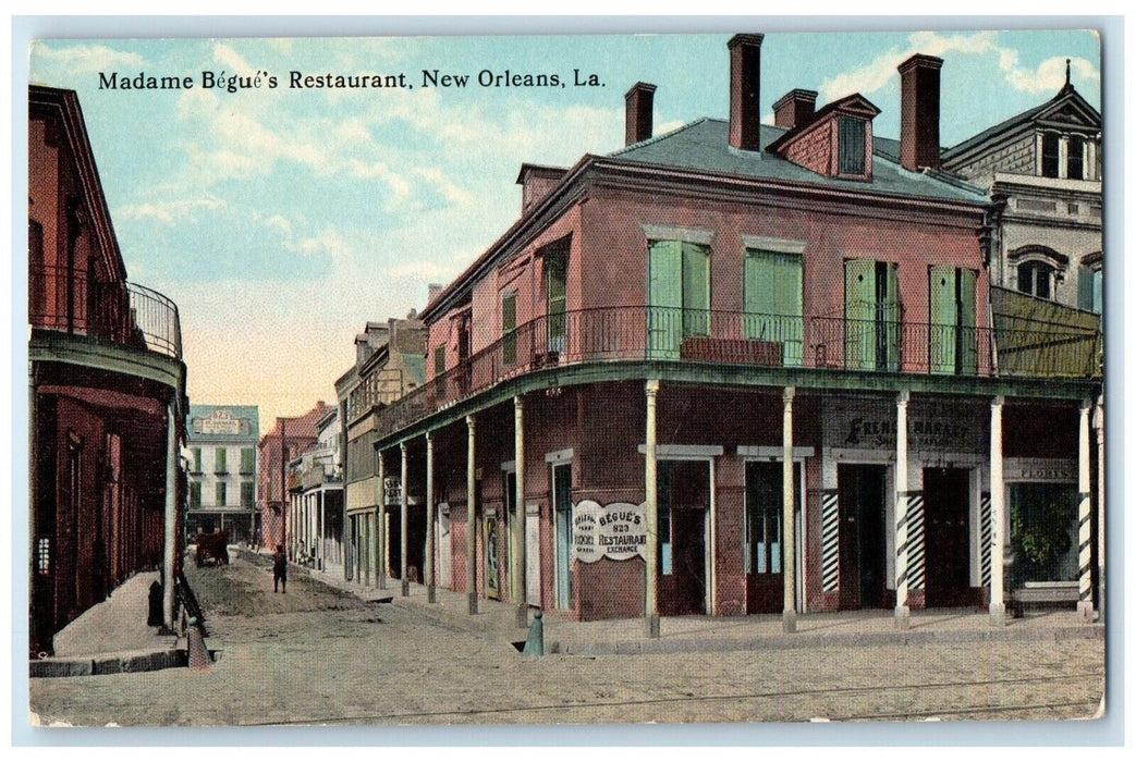 c1910 Madame Begue's Restaurant Exterior Building New Orleans Louisiana Postcard