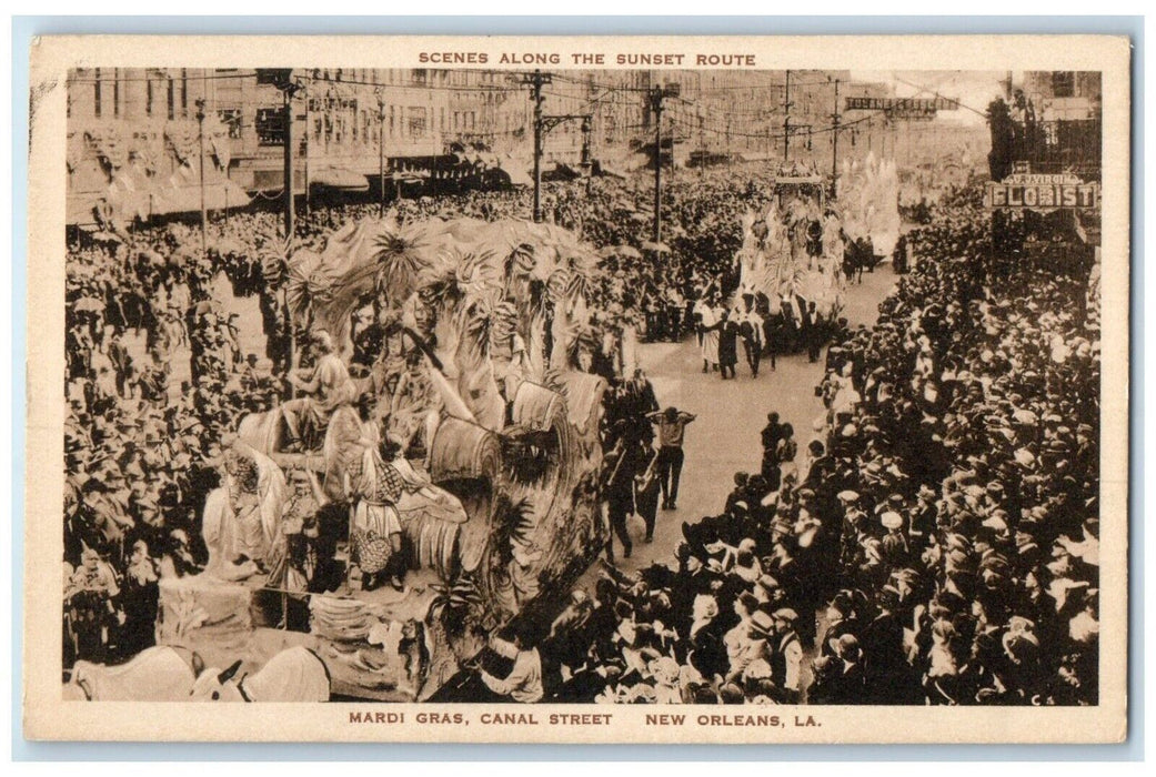 c1940 Mardi Gras Canal Street Exterior Parade New Orleans Louisiana LA Postcard