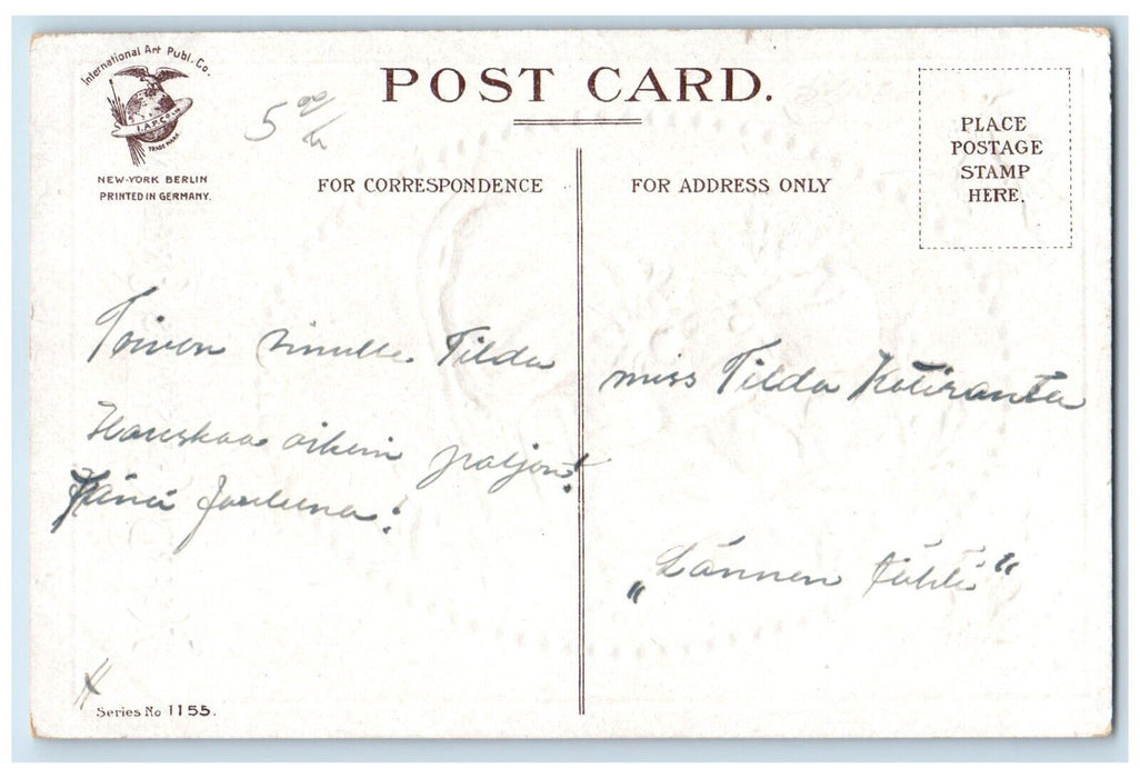 c1910's Christmas Greetings Children Sledding Berries Clapsaddle Posted Postcard