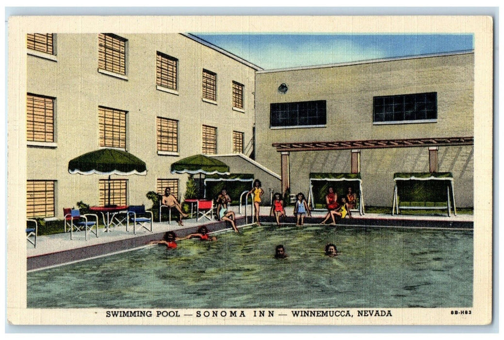 c1930's View Of Swimming Pool Sonoma Inn Winnemucca Nevada NV Vintage Postcard