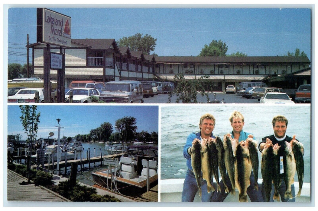 Lakeland Motel And Charters Service Port Clinton Ohio OH Multiview Postcard