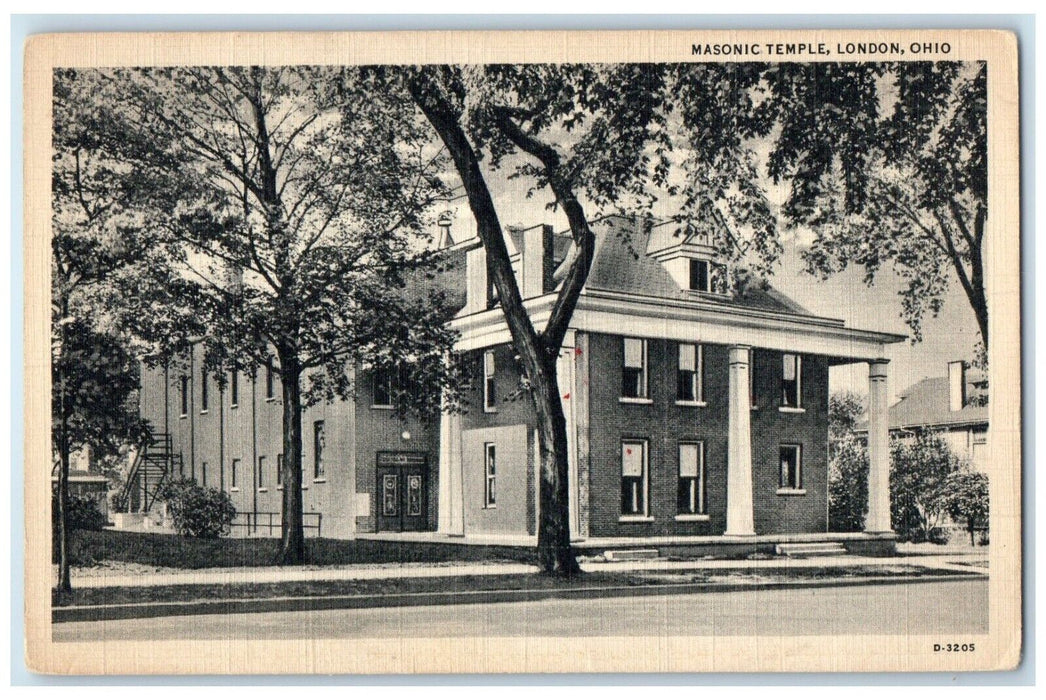 c1930's Masonic Temple Building London Ohio OH Unposted Vintage Postcard