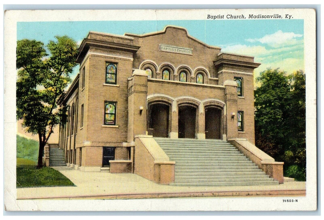 1946 Baptist Church Chapel Exterior Building Madisonville Kentucky KY Postcard