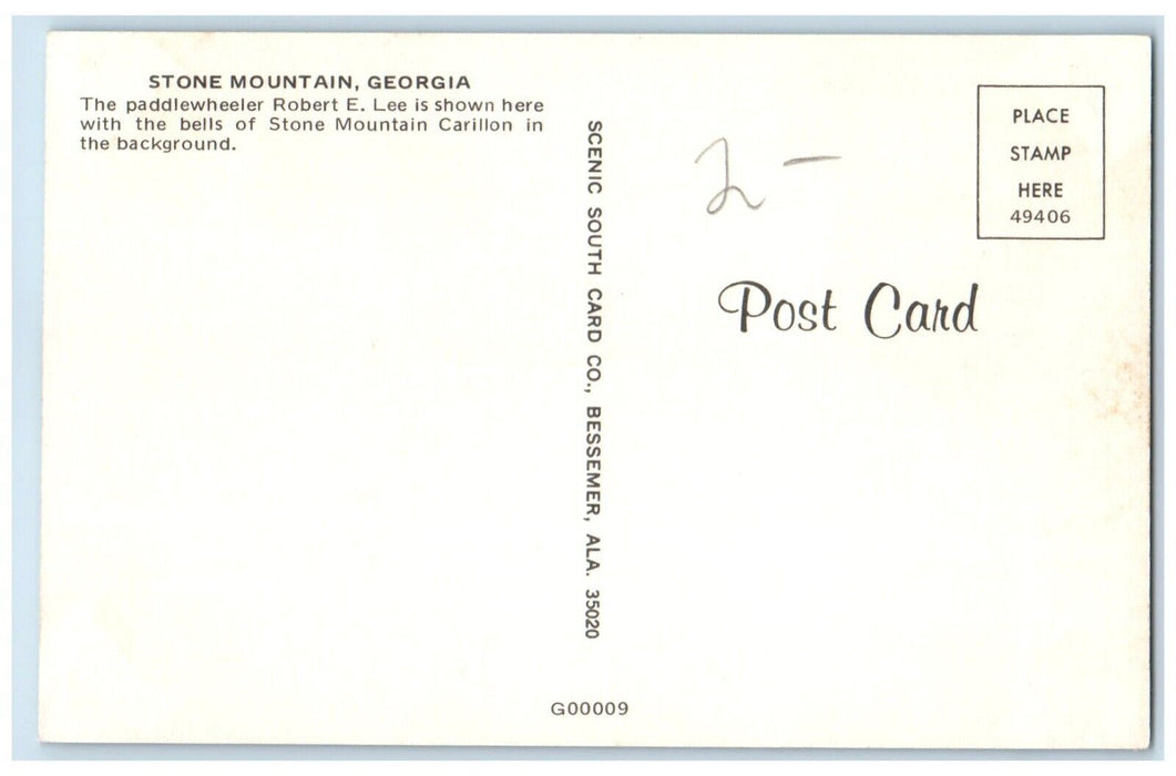 c1960 Paddlewheeler Robert Lee Carillon Ferry Stone Mountain Georgia Postcard