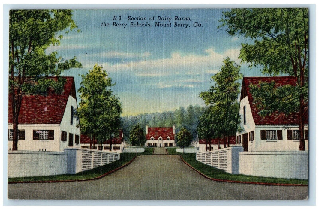 c1940 Section Dairy Barns Berry Schools Exterior Mount Berry Georgia GA Postcard