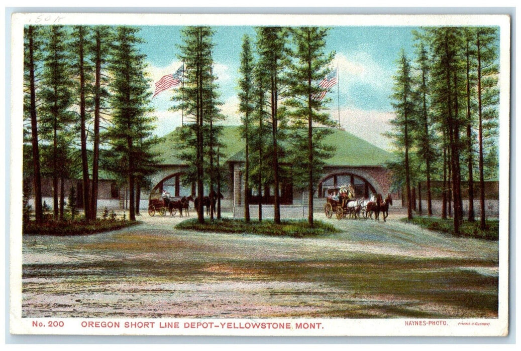 c1920 Oregon Short Line Depot Exterior Yellowstone Montana MT Vintage  Postcard