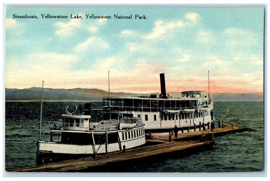 c1910 Steamboats Yellowstone Lake Yellowstone National Park Wyoming WY Postcard