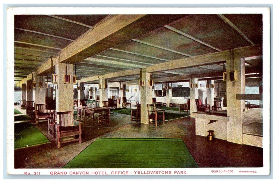 c1910 Grand Canyon Hotel Office Interior Chair Yellowstone Park Wyoming Postcard