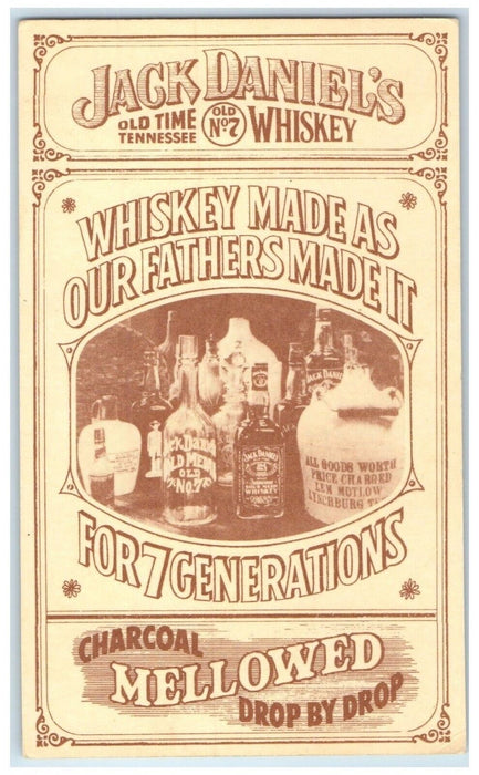 c1910 Jack Daniels Whiskey Our Fathers Made It Generations Tennessee TN Postcard