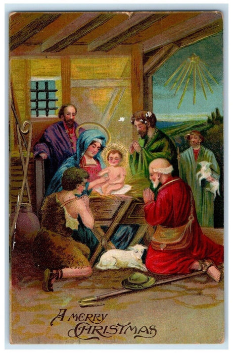 1909 Christmas Religious Embossed St. Paul Minnesota MN Posted Antique Postcard