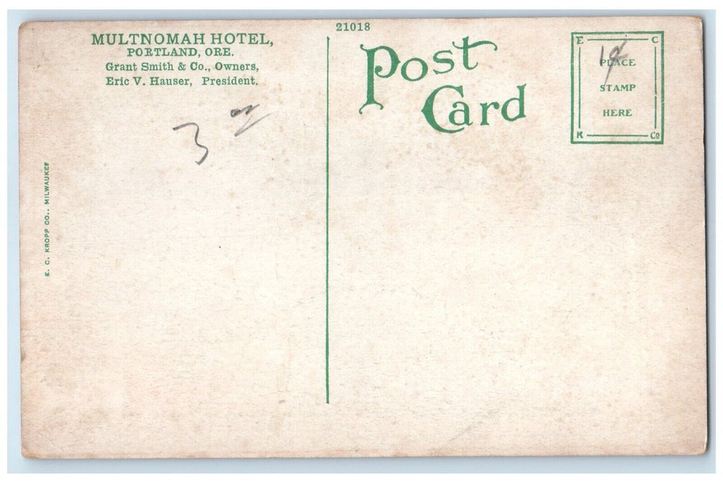 c1910 Multnomah Hotel Grant Smith Classic Cars Building Portland Oregon Postcard